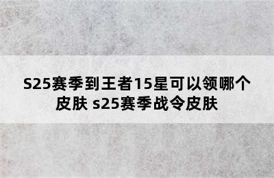 S25赛季到王者15星可以领哪个皮肤 s25赛季战令皮肤